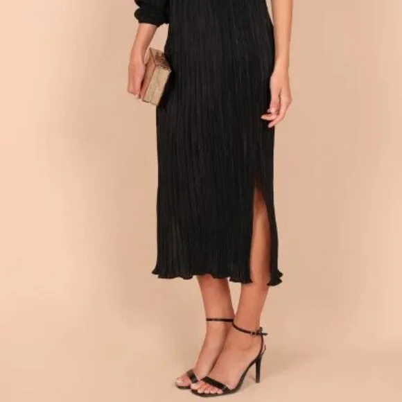 Petal & Pup One Shoulder Pleated Midi Dress - Black - X-Small - Picture 6 of 10